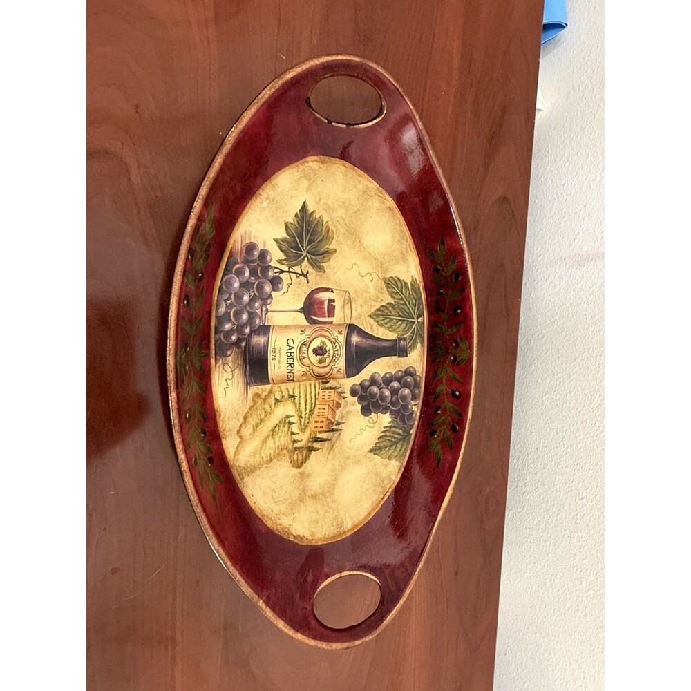 Tuscan Style Hanging Decorative Tray Wine Villa Cabernet 1978 Grapes Red